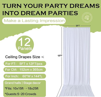 60ft×12ft White Backdrop Curtain - Image 6