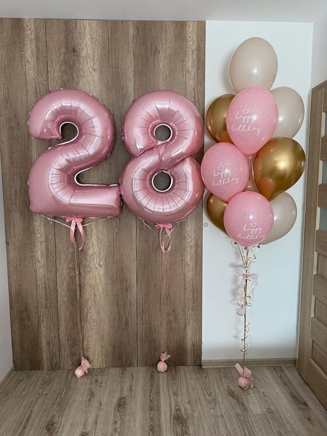 18 Balloon Number 40 Inch Pastel Pink Balloons - Image 2