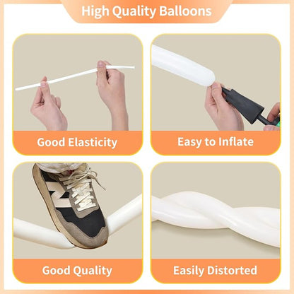 RUBFAC 260 White Long Balloons for Tying Arch, Party Decorations - Image 3