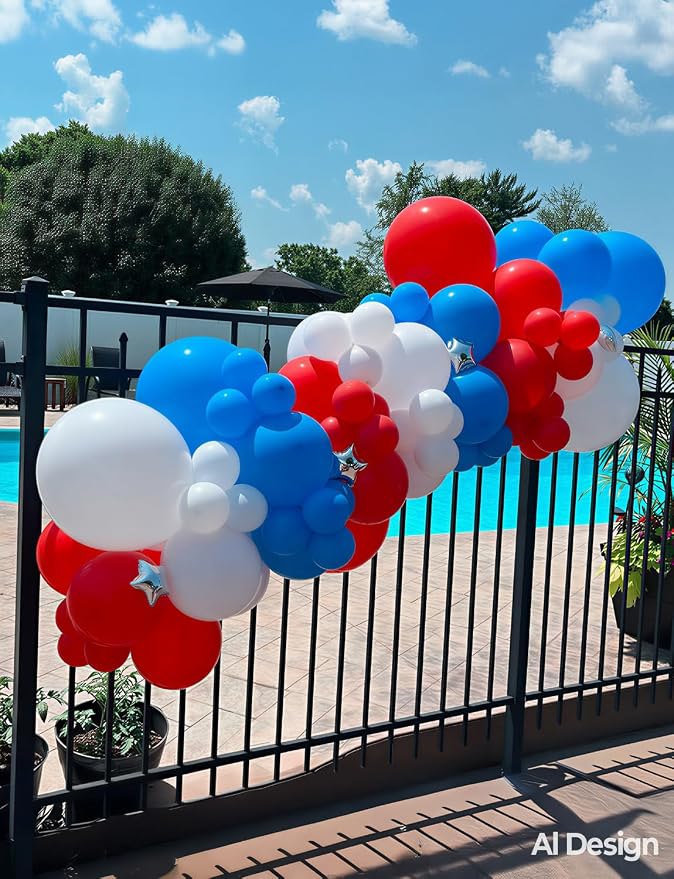Red White and Blue Balloons for Birthday Baby Shower Party Decor, 4th of July - Image 7
