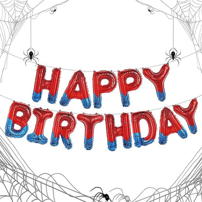 Spider Theme Happy Birthday Letter Balloons Banner, Party Decoration by WESTGO