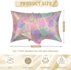 1 Pack Satin Pillowcase for Hair and Skin Vintage Colorful Moroccan Gold Line Imitation Silk Pillowcase with Hidden Zipper Soft Breathable Pillow Cover Standard Size for Bedroom Sofa 20”x26”