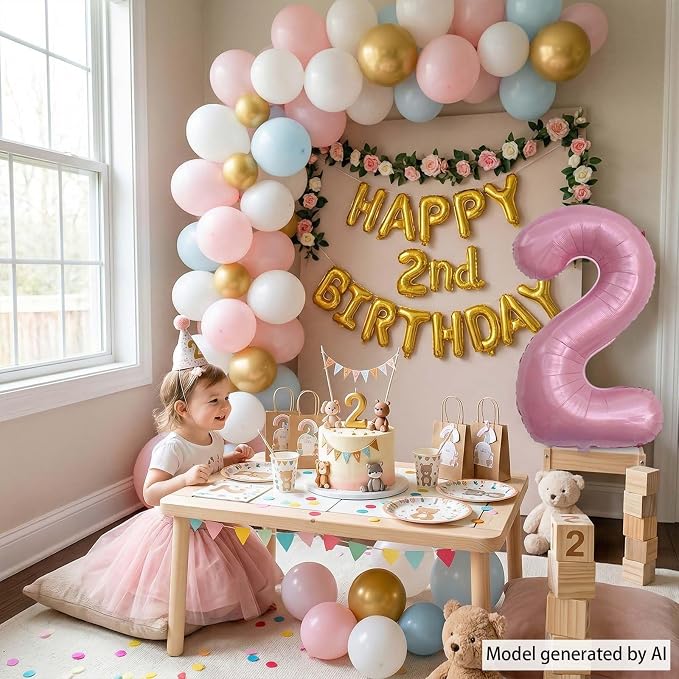 Pearlescent Pink Number 2 Balloon 40 Inch, Pearl Foil - Image 2