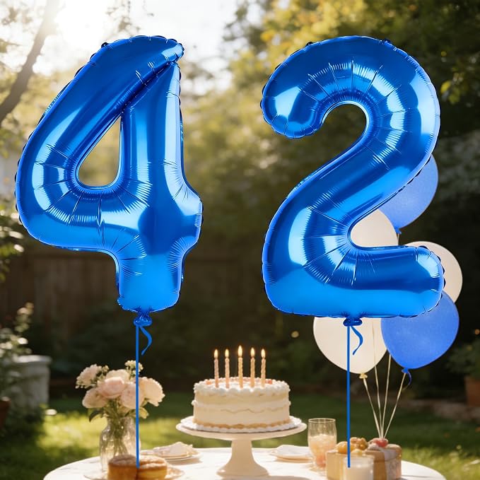 40 Inch Number 42 Balloons for 42nd Birthday Party Decorations, 0-100 Dark Blue - Image 3