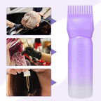 Pimoys 2 Pack Root Comb Applicator Bottle 6 Ounce Oil Applicator for Hair Dye Hair Oiling Bottle Applicator Brush with Graduated Scale, Gradient Color