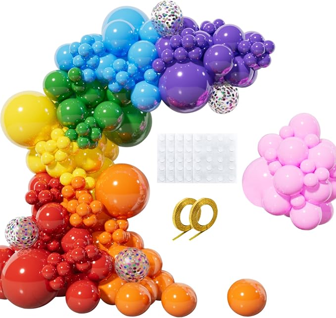 162 Pcs Rainbow Garland Balloon Kit mixed size 18 10 5 Inch Rainbow arch by KUULBELAballoons