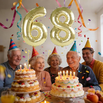 40 Inch Number 68 Balloons for 68th Birthday Party Decorations, 0-100 Champagne - Image 2