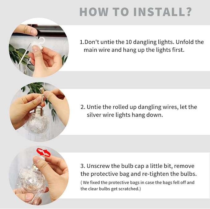 YOLIGHT Wishing Ball Curtain Lights 200 LED Window Curtain String Light - Image 8