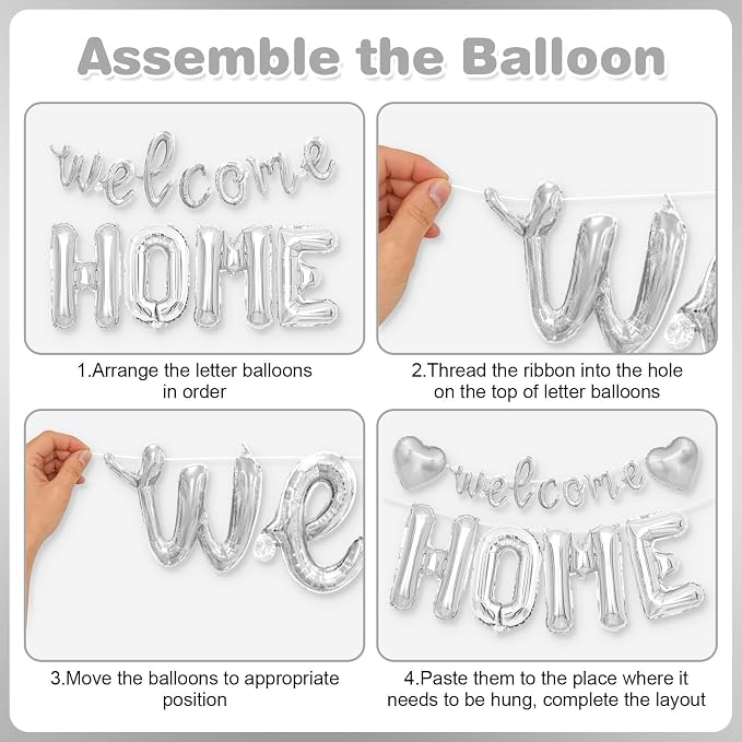 Welcome Home Balloons Silver, 40Inch HOME and 16Inch Welcome Foil Balloons - Image 9