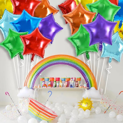TONIFUL 30 Pcs Star Shaped Balloons 18 Inch Large Rainbow Foil Balloons | - Image 5