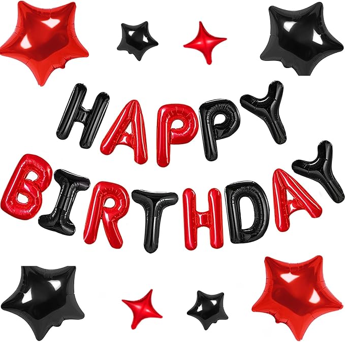 CANREVEL Happy Birthday Banner Decorations + 8Pcs Star Balloons, by CANREVEL