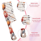 Wide Tooth Comb,Effortless Tangle Removal for Curly, Wet, Long Hair Wet,Cute Aesthetic Design for Women Men and Girls (Orange-07)