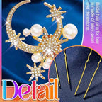 Kilshye Rhinestone Bridal Hair Pins Gold Pearl Wedding Hair Accessories Star Hair Pieces for Women (Pack of 3)