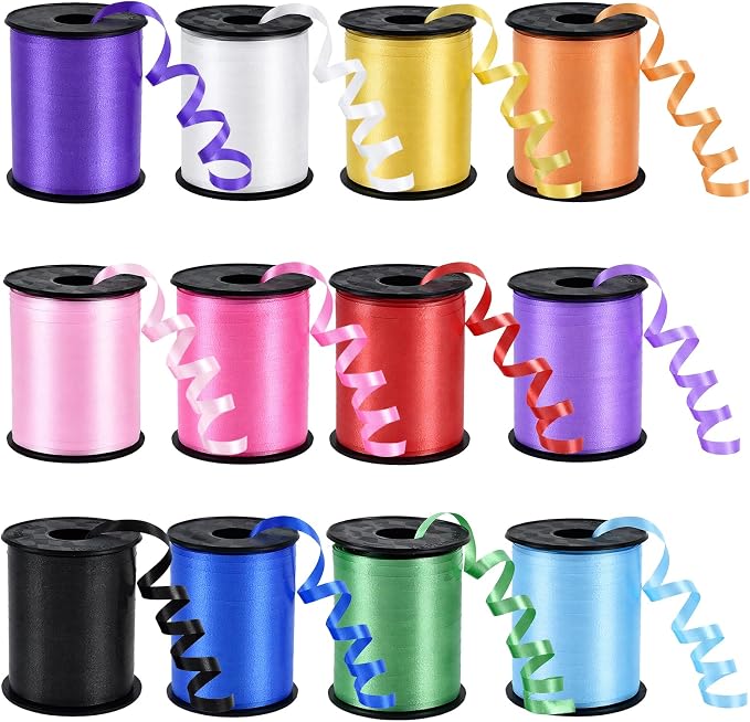 TONIFUL 12 Assorted Multi-Color Curling Ribbon Balloon String Gift Wrapping by TONIFUL