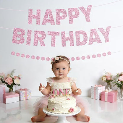 Alynta Happy Birthday Banner Pre-Strung Glitter Birthday Party Decorations | NO - Image 6