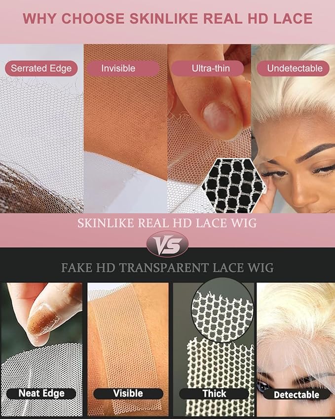 Alididi Skinlike Real Hd 613 13x6 Lace Front Wig Human Hair Pre Plucked Bleached Knots 200% Density 0.10mm Ultra-Thin Invisible Lace Blonde Wig Human Hair Body Wave For Women 26 Inch