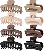 Hair Claw Clips for Women Matte Non-Slip 8-Pack | 4.3 inch & 3.5 inch Hair Clips | Strong Hold for Thick/Thin Hair & Curly Hair | Neutral Colors, All-Day Secure Grip