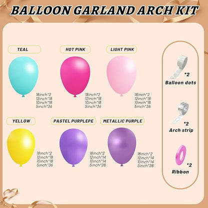 412pcs Purple Blue Pink Balloon Garland Arch Kit, 18 12 10 5 inch Different - Image 2