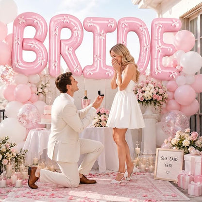 40 Inch BRIDE Balloons Engagement Party Decorations, Pearl Pink Bride Letter - Image 8