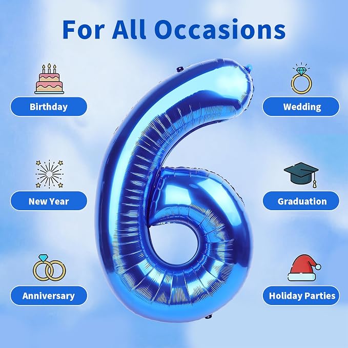 Number Balloons Navy Blue Balloons - Image 5
