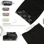 Moresoo Jet Black Human Hair Clip in Extensions Black for Women Remy Hair Extensions Clip ins Short Double Weft 80g/5pcs 10 inch
