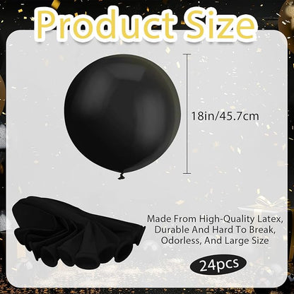 GuassLee 24pcs Black Balloons Clearance 18 Inch Big Black Latex Balloons Large - Image 4