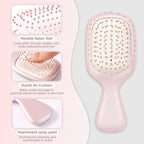 Mini Hair Bursh for Women Men and Kids, Protable Travel Size Hair Brush for Pockets Purses, Mini Detangler Brush for All Hair Types, Small Paddle Brush for Detangling (Pink)