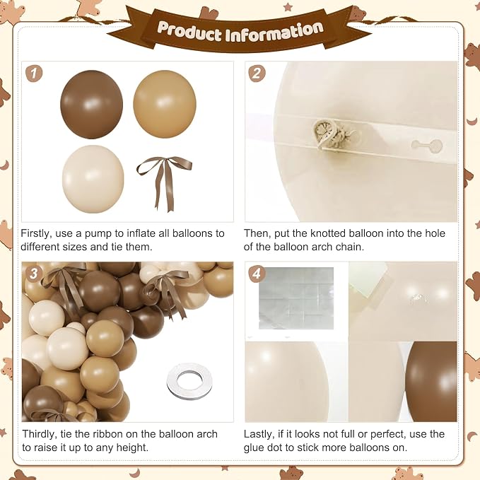 Brown Balloon Garland Arch Kit for Birthday Decor | 140Pcs Neutral Nude Beige - Image 4