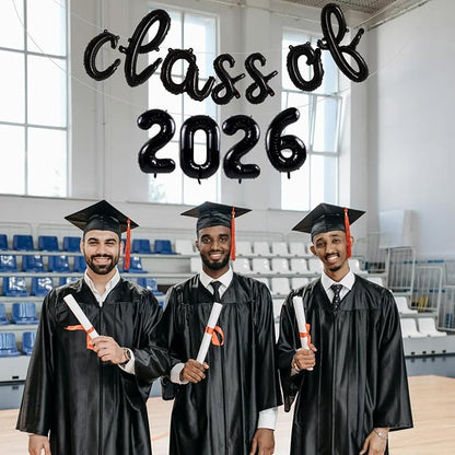 TONIFUL Black Cursive Class of 2026 Graduation Balloon Banners 2026 - Image 5