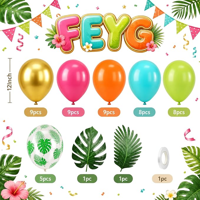 Tropical Balloons, for Summer Tropical Pool Birthday Party Decorations - Image 2