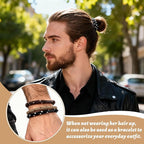 12PCS Braided Hair Ties for Men, No Crease No Slip Grip Elastic Bands, Strong Hold Ponytail & Beard Bands for Thick Curly Hair, Damage-Free Design for Sports, Workout, Daily Use