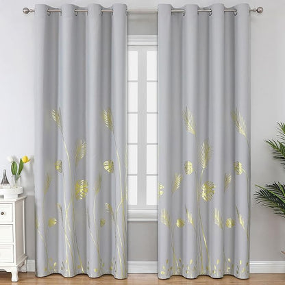 Light Grey Blackout Curtains for Living Room 90 Inches Long, Room Darkening by ESTELARTEXTILER