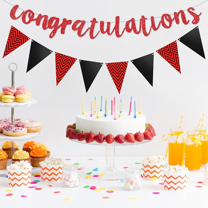 Boao Pre-Strung Congratulations Banner Sign Glitter Congratulation Banner 10 ft - Image 5