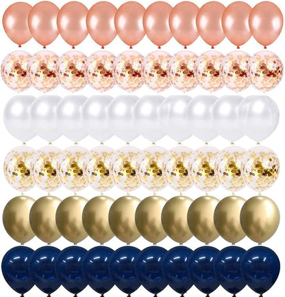 68 Pack Navy Blue Rose Gold Confetti Latex Balloons, 12 inch Birthday Balloons - Image 6