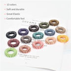 79STYLE 30pcs Plastic Spiral Hair Ties - No Crease Coil Scrunchies for Thin, Thick or Curly Hair (Classic 15 Colors - Mini Size)