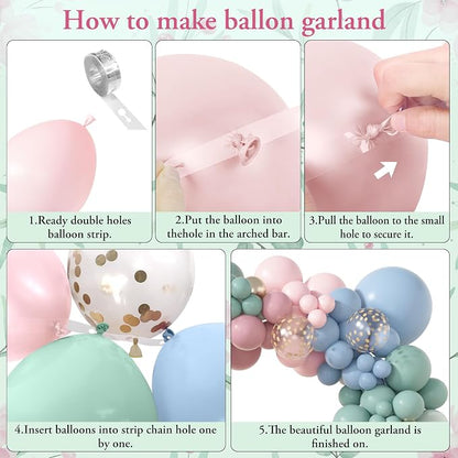Amandir 173Pcs Pink Blue Green Balloon Arch Garland Kit | Dusty Baby Pink Mauve - Image 4