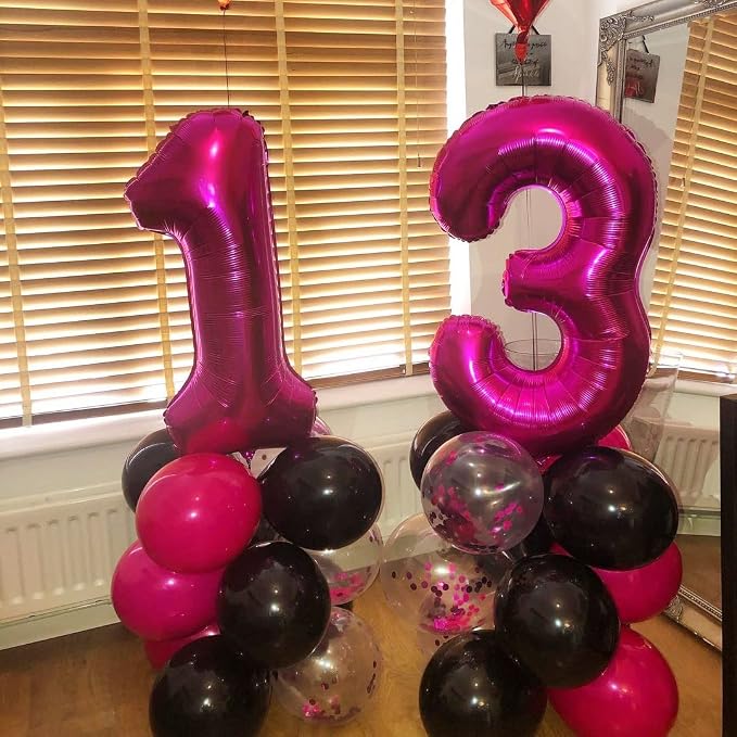 Hot Pink 13 Balloon Numbers, 40 Inch 13th or 31st Birthday Balloon Foil Mylar - Image 4