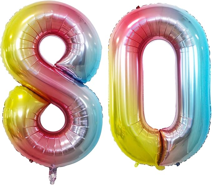 Number 80 Balloons for 80th Birthday Party Decorations, 42 Inch Jumbo Foil by GOER