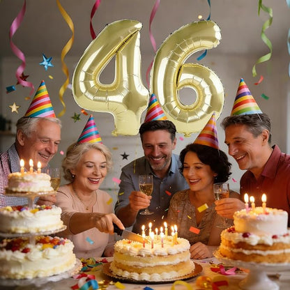 40 Inch Number 46 Balloons for 46th Birthday Party Decorations, 0-100 Champagne - Image 2