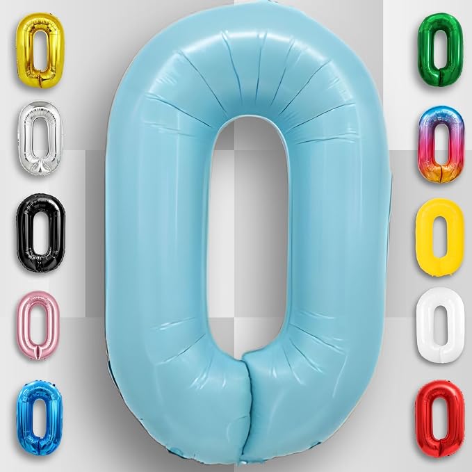 Candy Blue Number Balloon 0 Mylar Foil Balloons 32 inch - Image 2