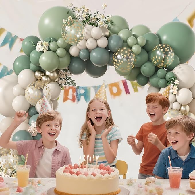 Amandir 173Pcs Dusty Green White Sand Balloon Arch Garland Kit | Beige Cream - Image 6