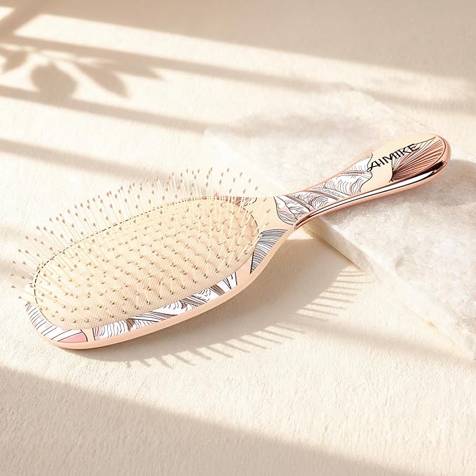 AIMIKE Paddle Hairbrush for Women & Kids – Gentle Hair Brush Detangler for Fine Hair, Soft Flexible Bristles Smooth Knots Painlessly, Makes Brushing Fun for Kids, Works on Wet Dry Hair