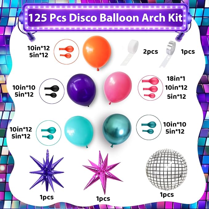 Disco Balloon Arch, 22 Inch Disco Ball Mylar Explosion Star Foil Balloon - Image 2