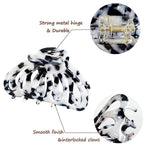 Fashion Tortoise Hair Clips for Women Resin Medium Hair Claw Clip for Fine Hair Non Slip Grip Hair Jaw Clips 2PCS in Set (Marble & Pearlscent)