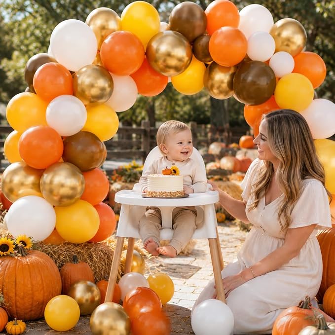 Fall Balloons, 12 Inch Burnt Orange Brown Metallic Gold Balloon - Image 5