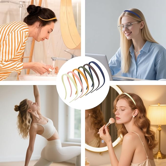6 Pack No Pressure Headbands for Glasses Wearers - Flexible Non-Slip Hairbands, Matte Plastic with Teeth, for Women & Girls, Comfortable No Pressure, Ideal for Daily Use, Makeup & More