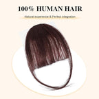 BOGSEA Clip in Bangs 100% Human Hair Wispy Bangs Fringe with Temples Hairpieces for Women Fake Bangs for Daily Wear (Wispy Bangs, (Wine Red))