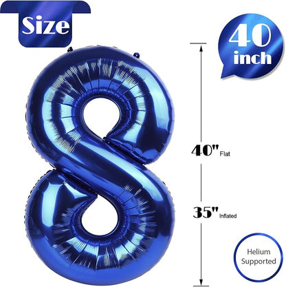 NightBlue Number 8 Balloon 40 Inch, 8th Birthday Decorations Men Women | Foil - Image 5