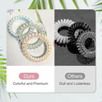 JessLab Spiral Hair Ties for Women, 10-Pack Traceless No-Damage Ponytail Holders, Coils Hair Bands for Girls, Assorted Colors
