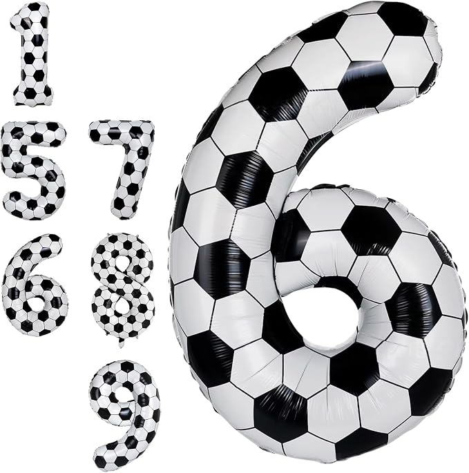 Big Soccer 6 Balloons, 6th Birthday Decorations by Froova